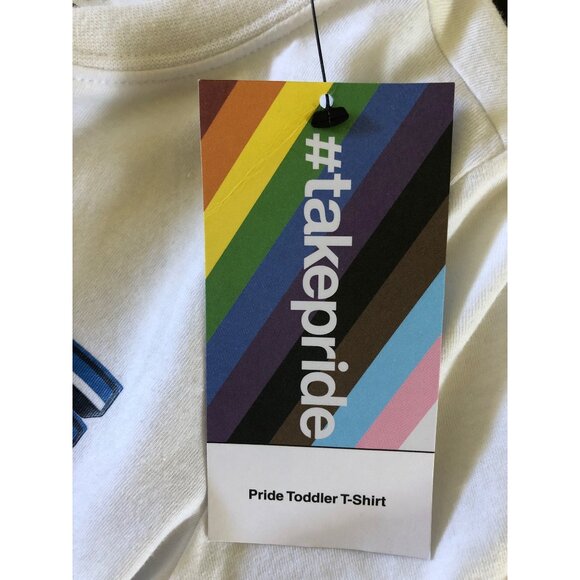 NWT #TakePride Unisex Kids 4T White Short Sleeve Shirt Pride Month LGBTQIA - Picture 5 of 6
